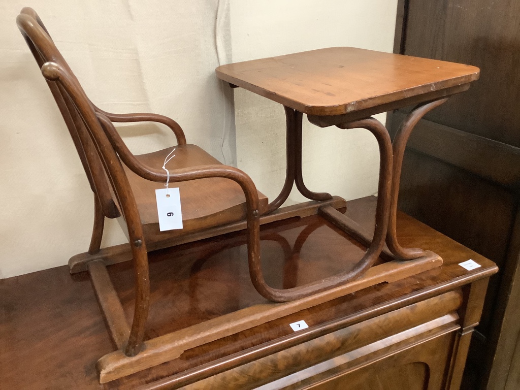 An early 20th century child's bentwood desk / chair, width 78cm depth 46cm height 57cm